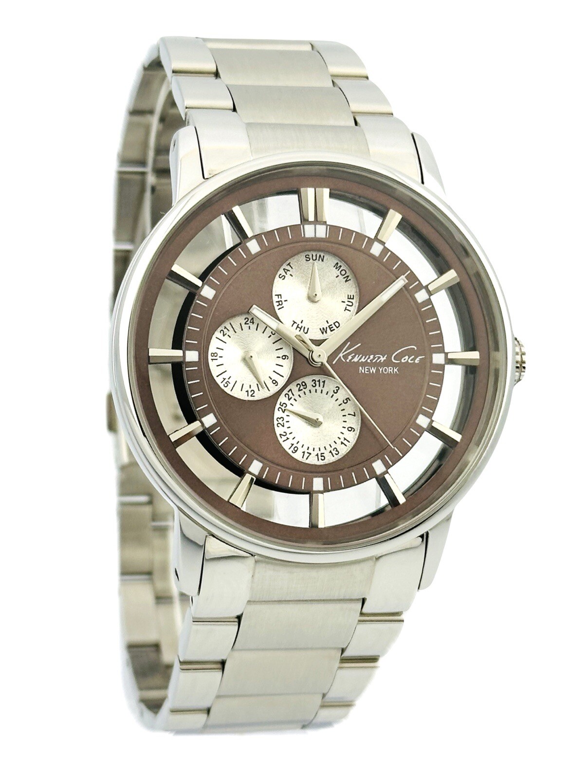 Kenneth Cole KC9114 Men’s Iron Brown Transparent See-Through Dial Steel Watch
