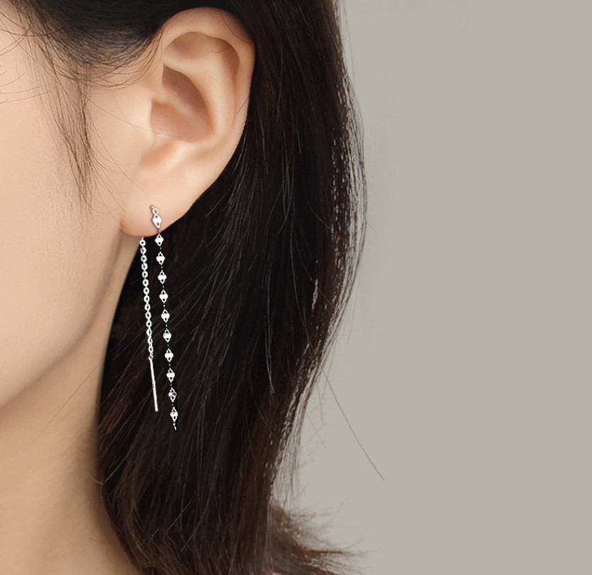 Sterling Silver Plated Tassel Threader Dangle Drop Earrings Long Chain Gift TH3