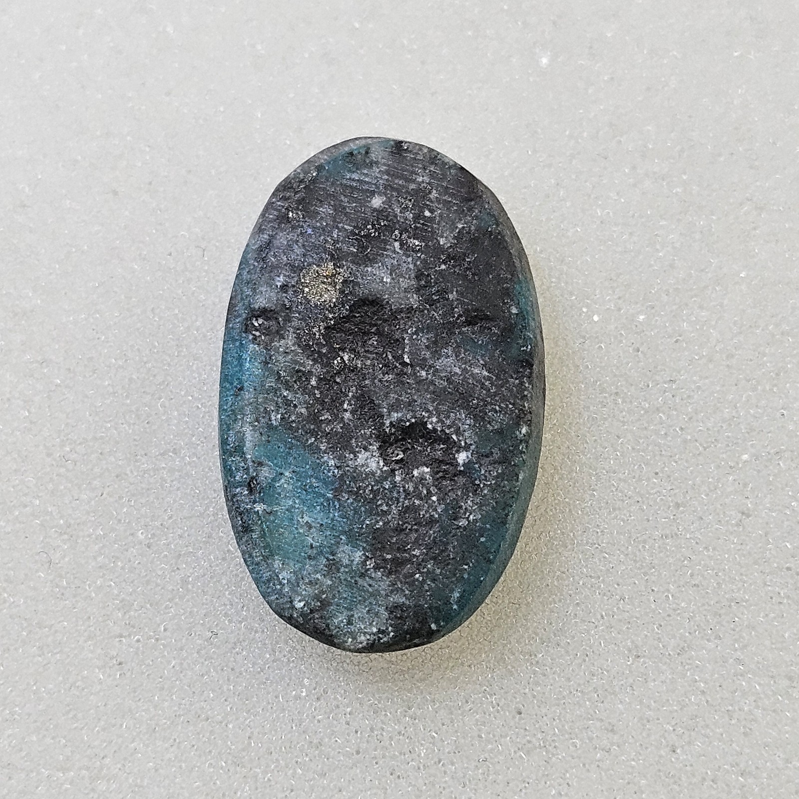 Stunning Persian Turquoise Freeform Cabochon With Pyrite Oval Shape 22.4 Carats