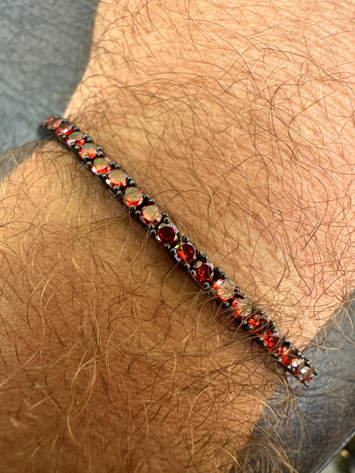 3mm Deep Red CZ Tennis Bracelet Real Iced 925 Sterling Silver Mens Ladies 6-8.5″