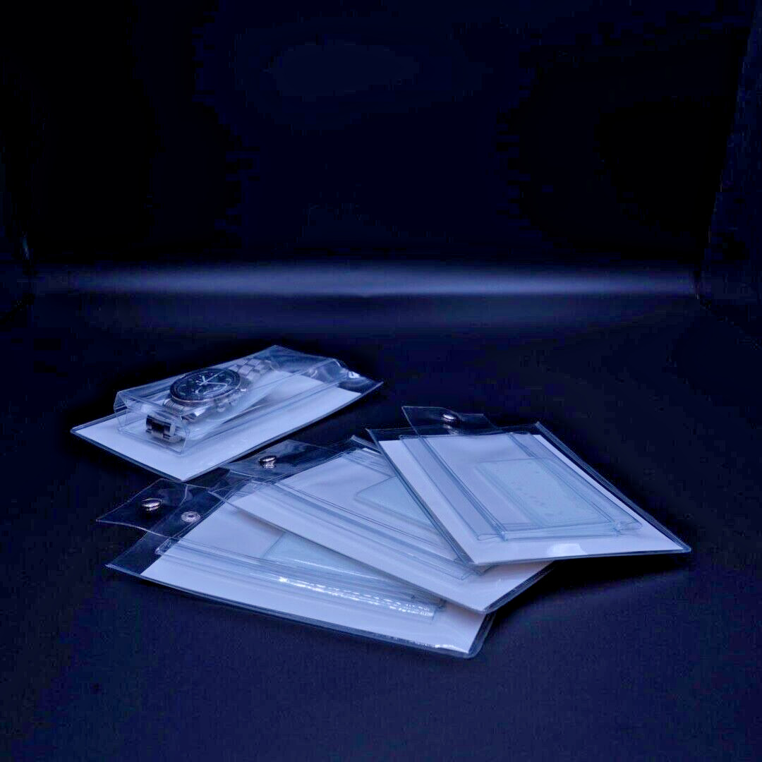10 pieces Clear Plastic Watch Snap Pouch With Slot For Card or Papers