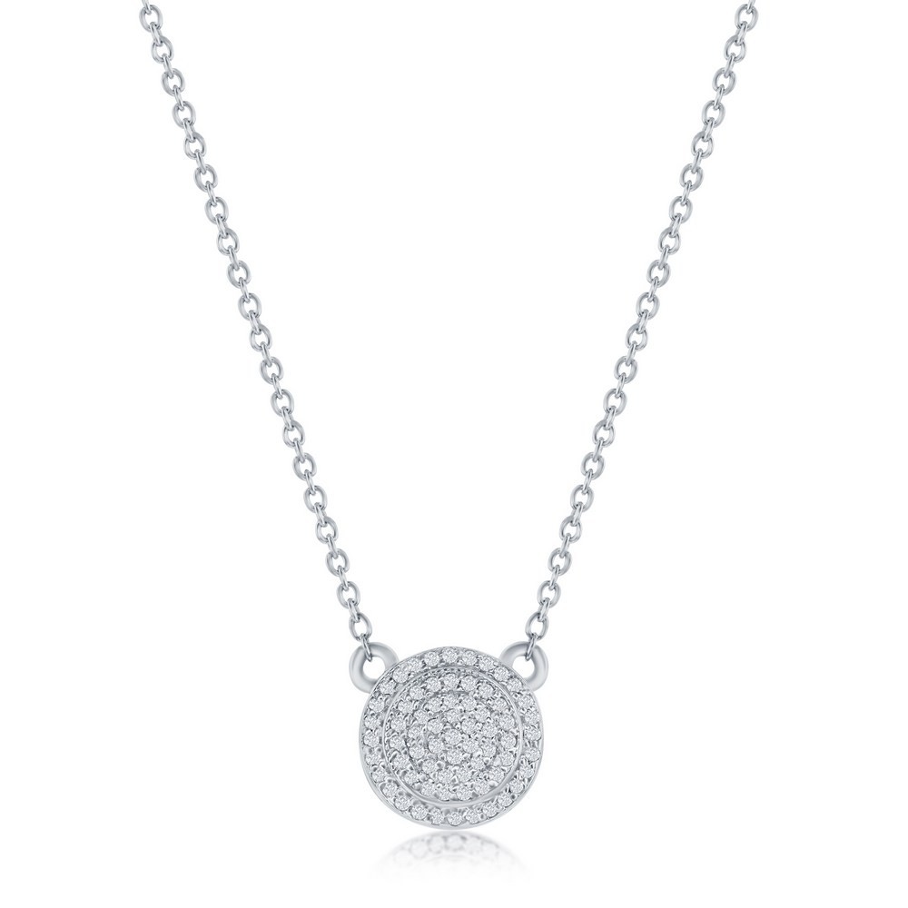 Sterling Silver Diamonds D’Argento Round Halo Diamond Necklace Style DIM-7184