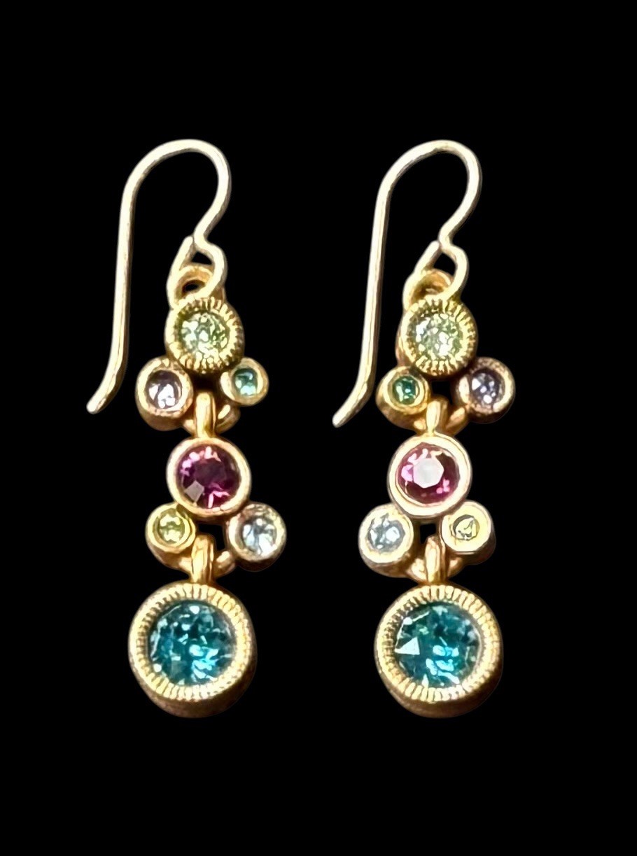 NEW Patricia Locke Gold / Waterlily DEBUTANTE Crystal EARRINGS USA HANDMADE NWT