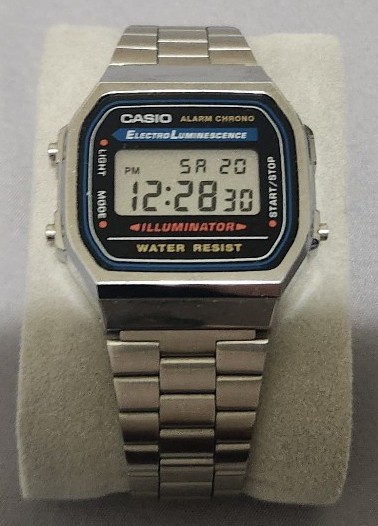CASIO A168W-1, CLASSIC DIGITAL WATCH, CHRONOGRAPH, ALARM, DAY/DATE, ILLUMINATOR