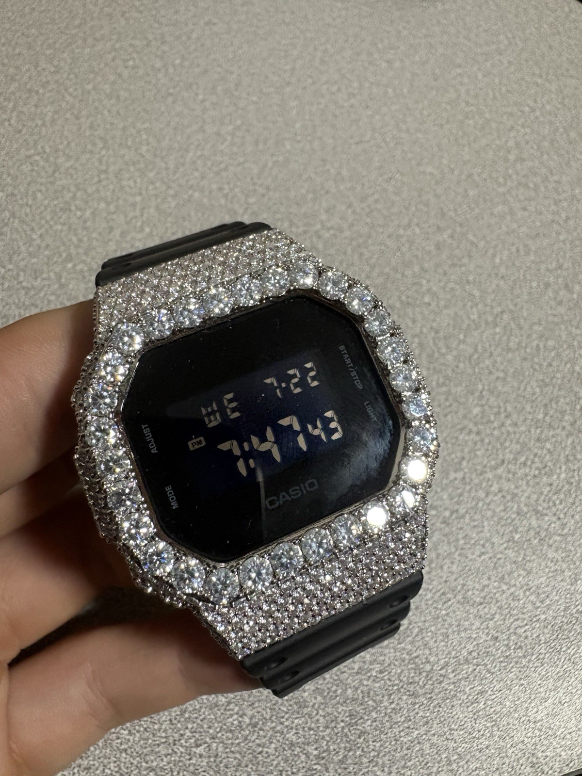 G-Shock DW-5600 Digital Watch Moissanite VVS Iced Out Bezel