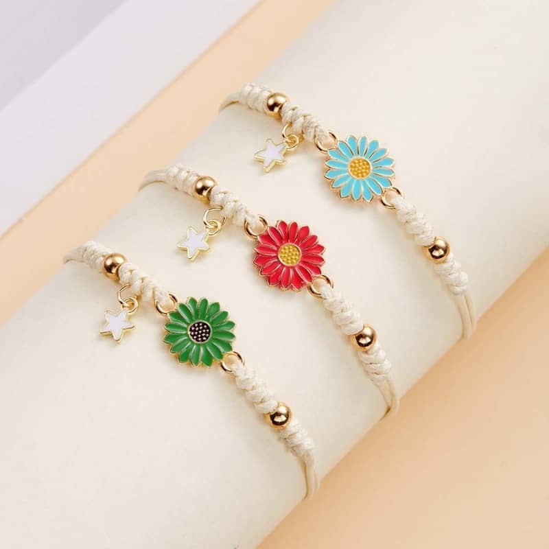 Daisy Sunflower Woven Bracelet ✦ Simple Adjustable Handmade Gift for Women Girls