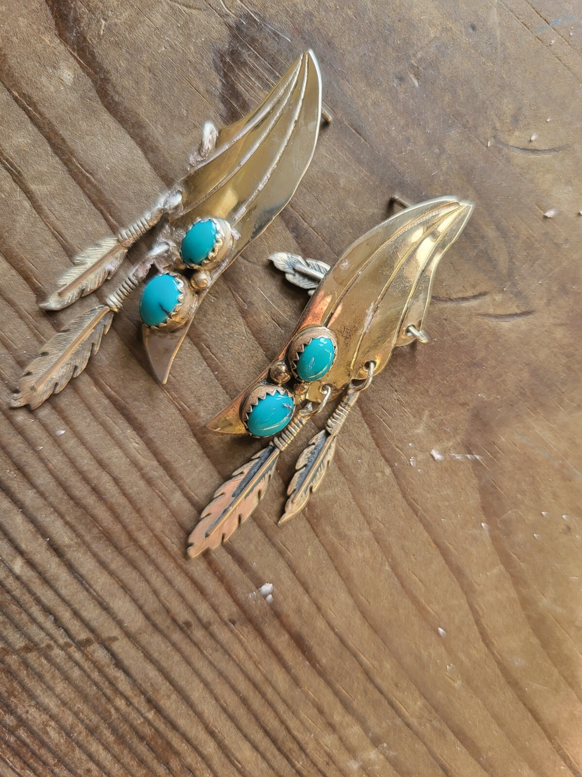 Navajo LD Lowell Draper Sterling Silver Black Turquoise Dangle Earrings Feathers
