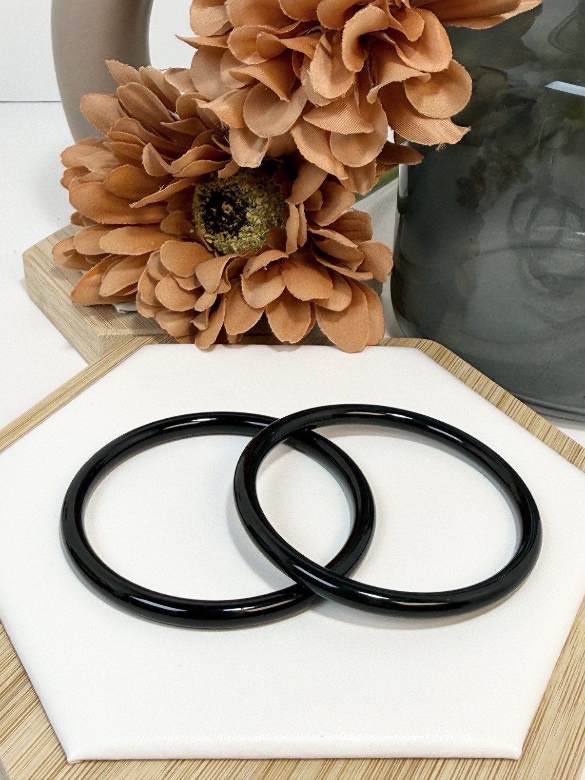 Hetian Jade Black Green Hard Bangle Set Size: 54.3-54.6MM Width: 5MM w/Cert
