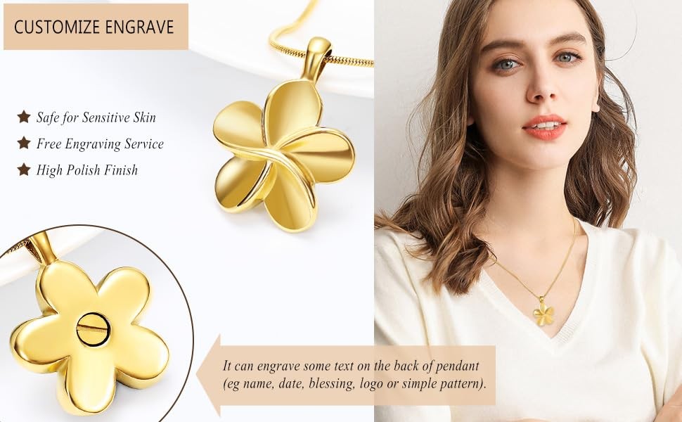 Flower Cremation Ashes Jewelry Cremation Necklace Memorial Locket for Ashes K…