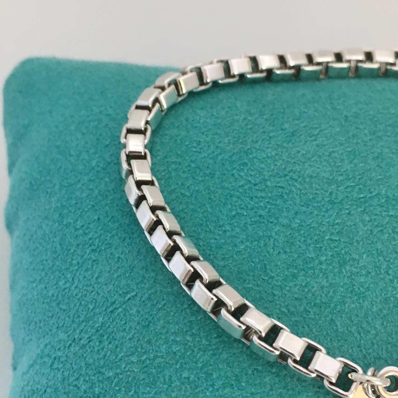 8.5″ Tiffany and Co Large Venetian Box Link Bracelet Mens Unisex Sterling Silver