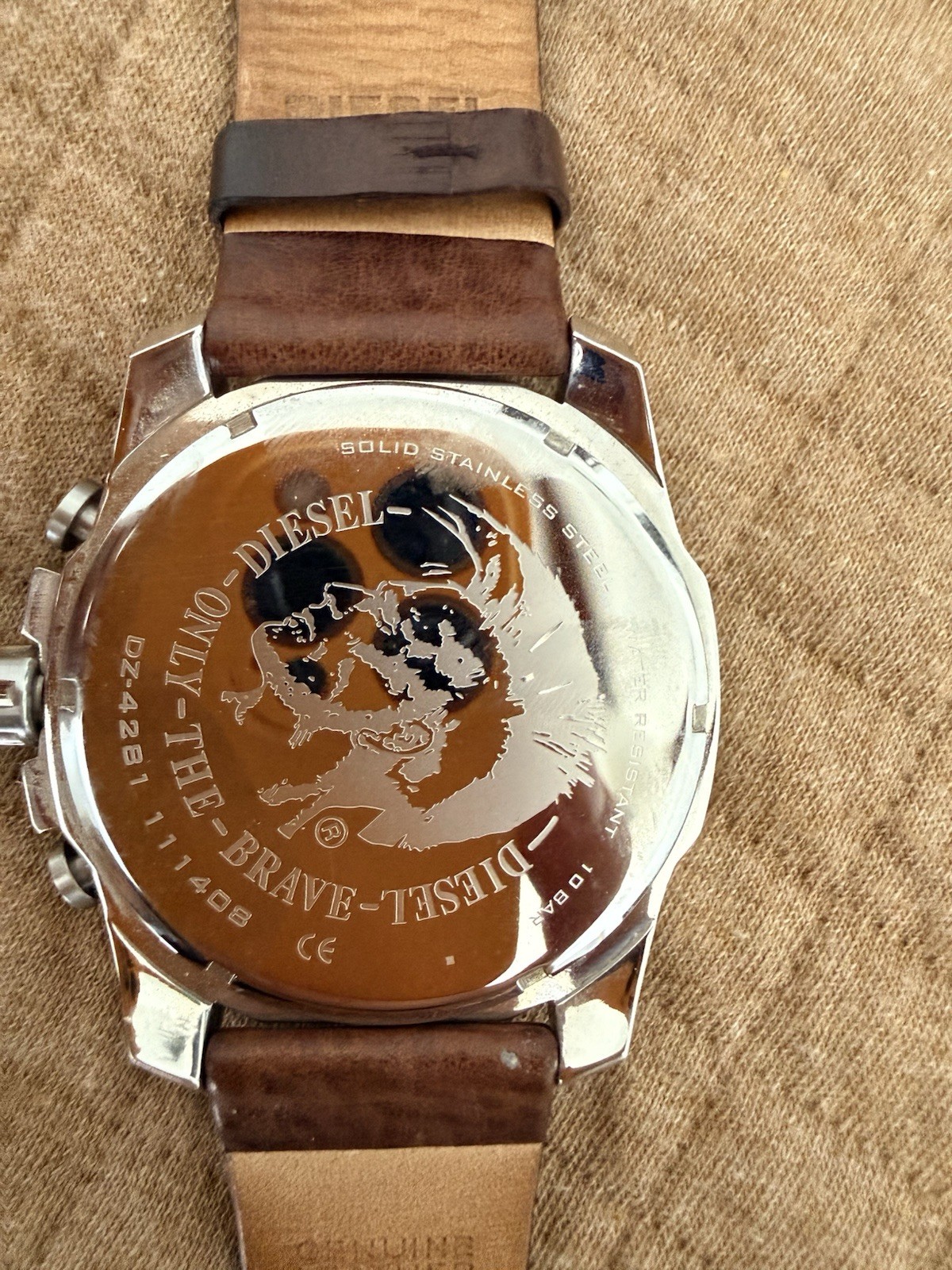 Diesel Only The Brave Men’s Chronograph Blue Dial Brown Leather