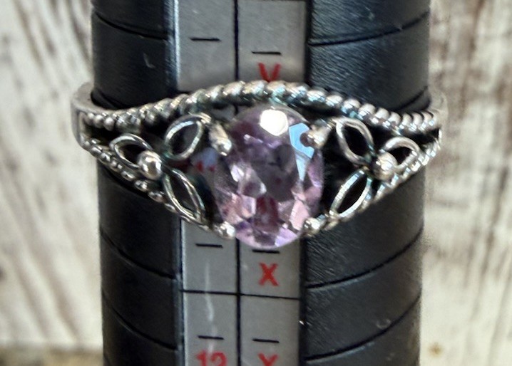 Avon 925 RJ Sterling Silver Amethyst Ring Size 11 Vintage