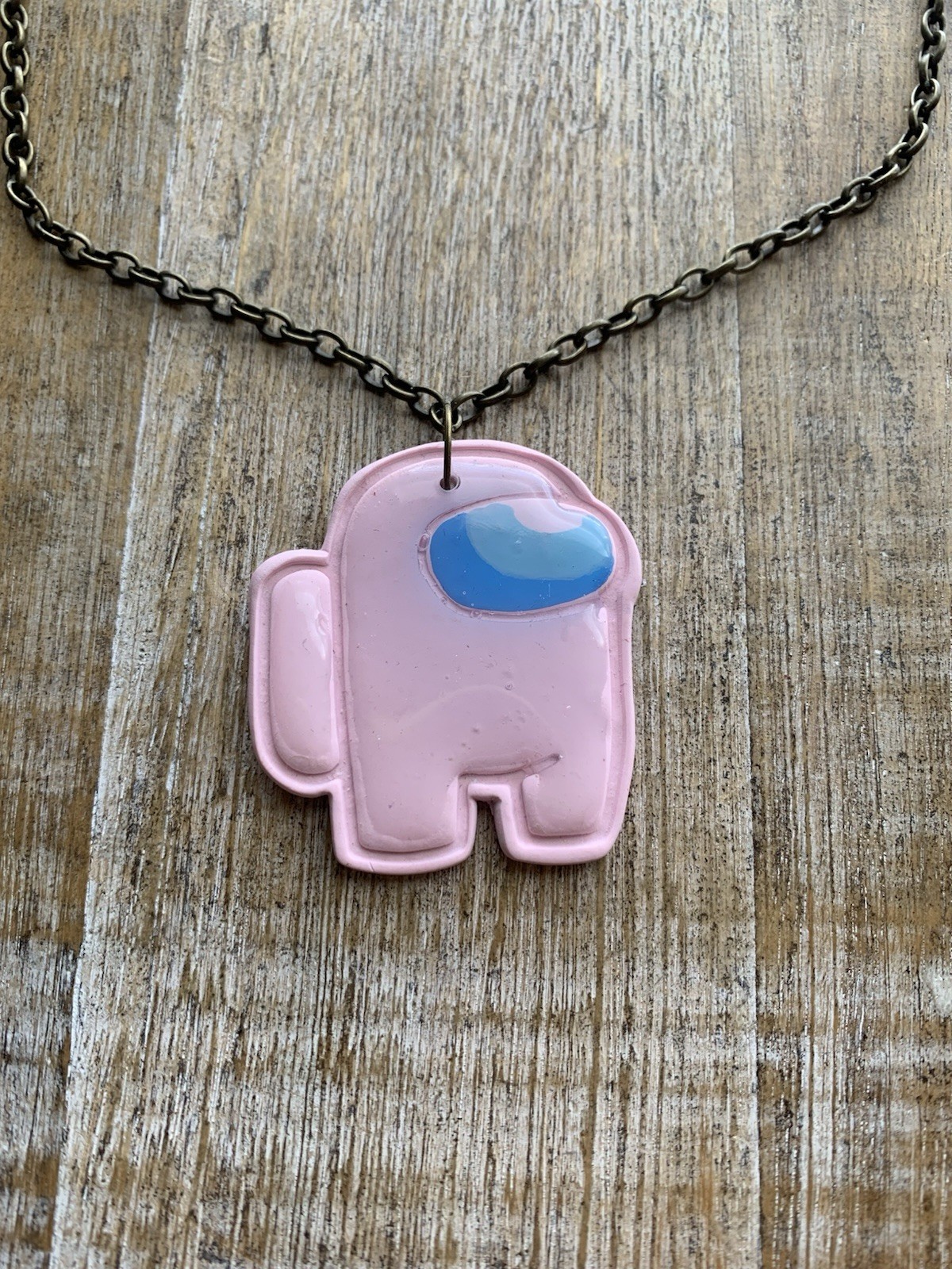 Handmade Polymer Clay Video Game Necklace Among Us