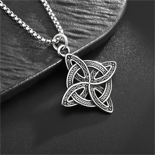 Silver Witch’s Irish Protection Triquetra Trinity Celtic Knot Pendant Necklace