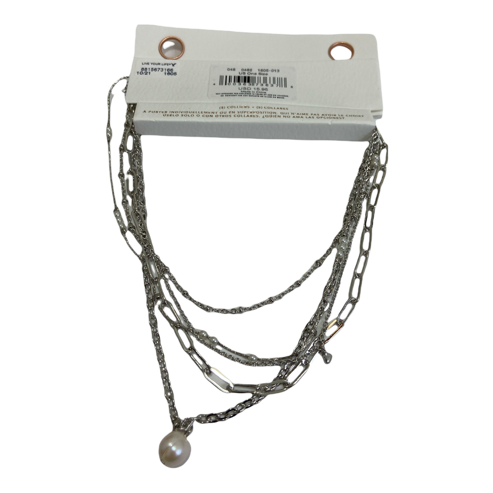 American Eagle Dainty Silver Chokers Necklace 5-Pack