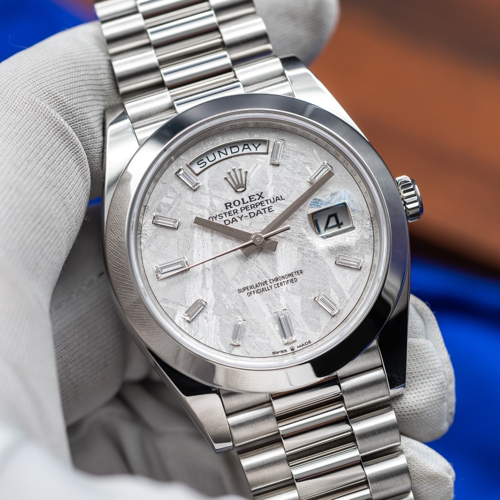 ROLEX Day-Date 40 Platinum President Meteorite Dial 228206