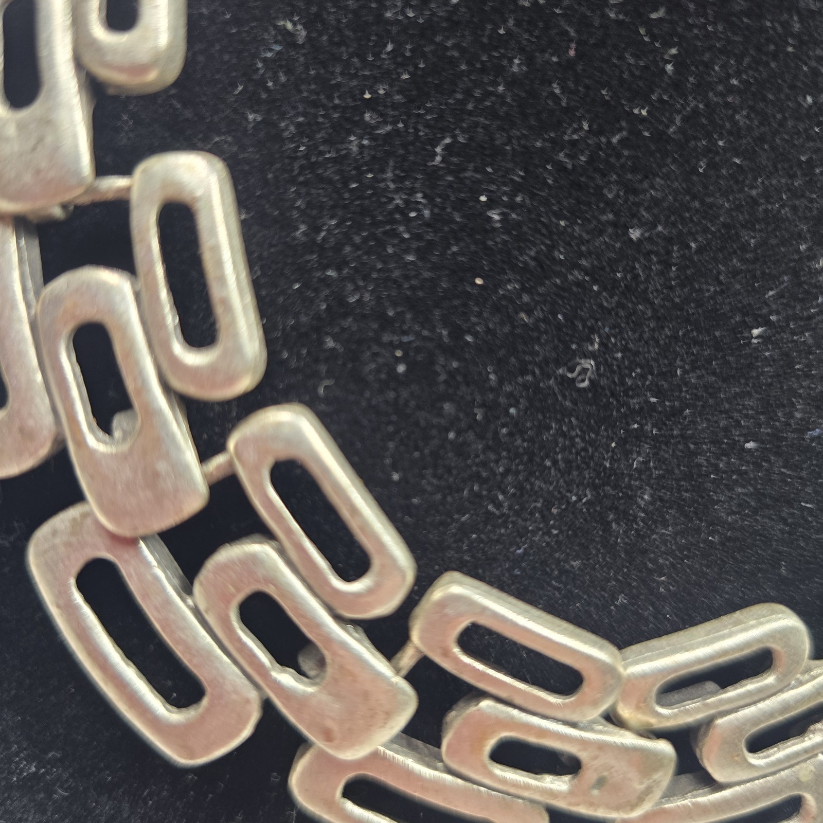 Geometric Statement Silver Tone Necklace Brutalist Mid Century Modern Style