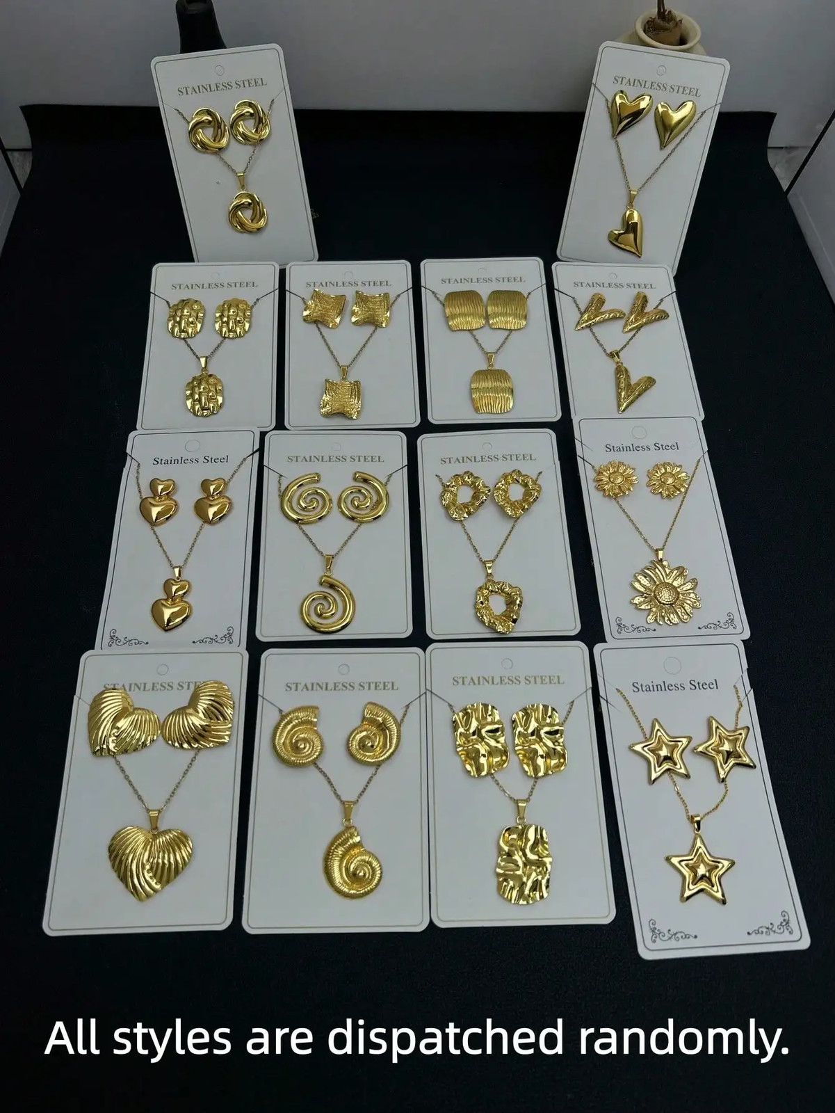 Geometric Heart & Multi-Element Design,6/12/18 Pcs Stainless Steel Jewelry Set,