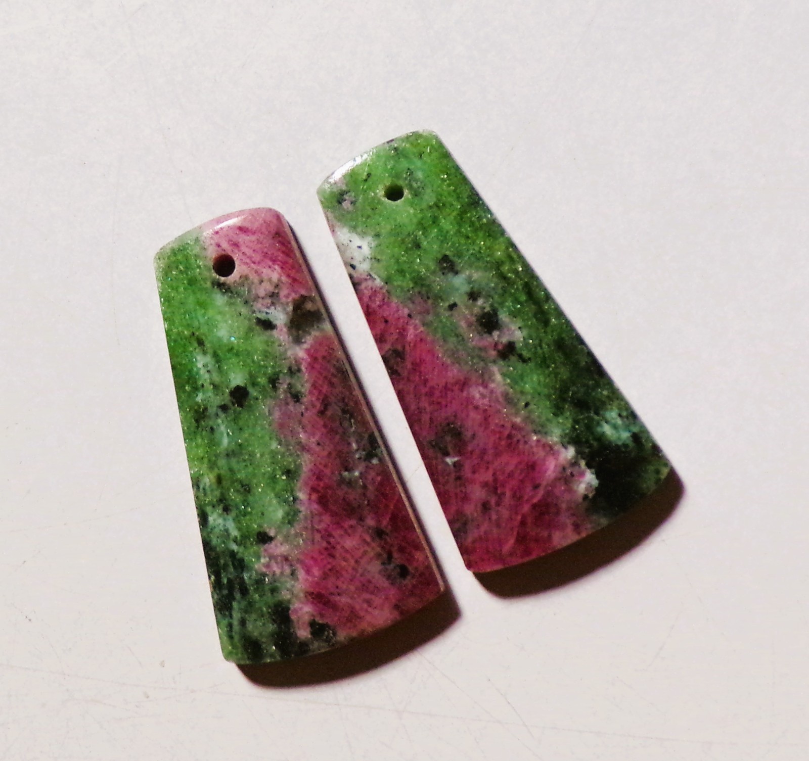 40.55 Cts Natural Ruby Zoisite Drilled Cabochon Match Pair Gemstone 31X16MM 43