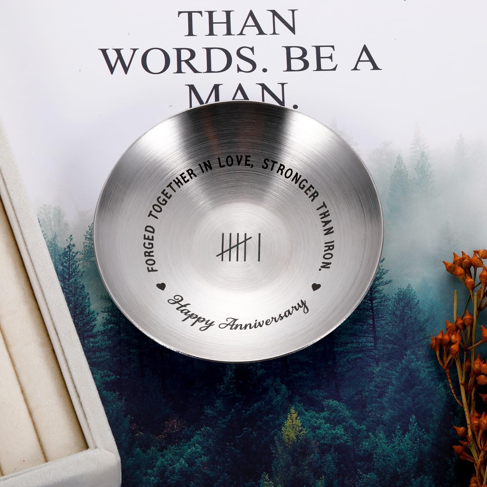 6th Anniversary Iron Gifts for Couples | Jewelry Tray, Ring Holder for Him & Her