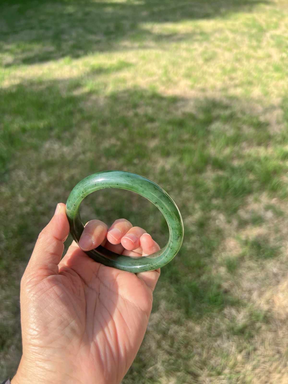 XXL 63.5mm Genuine Green Nephrite Jade Bangle Bracelet B729 2