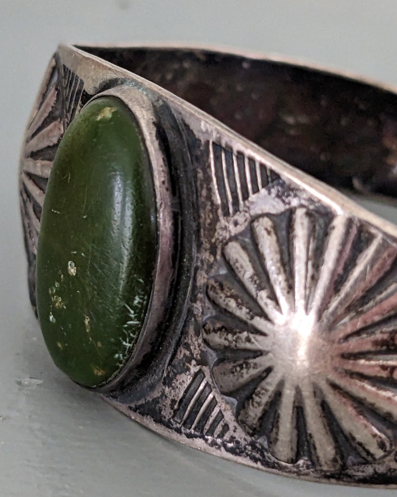 Fred Harvey Era Navajo Stamped Silver Cuff Bracelet