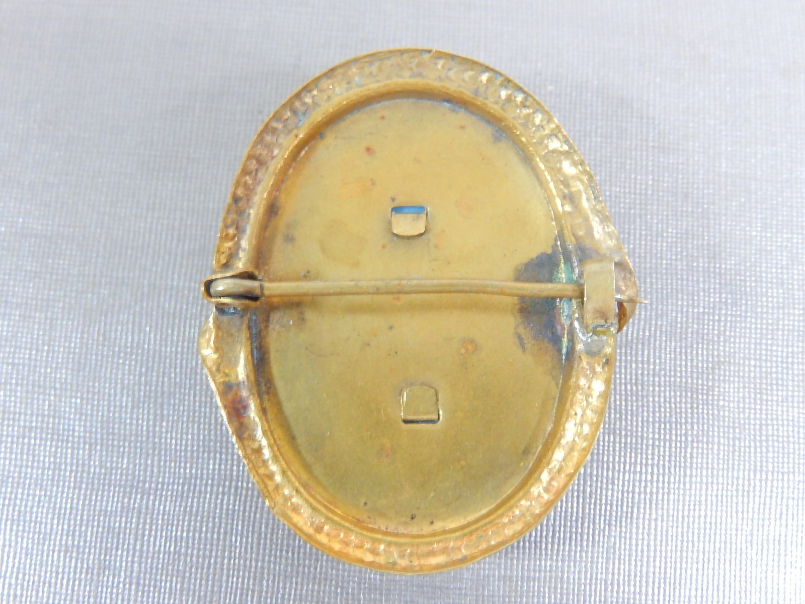 ANTIQUE VICTORIAN BRASS SNAKE LARGE PERSIAN TURQUOISE GLASS CABOCHON BROOCH