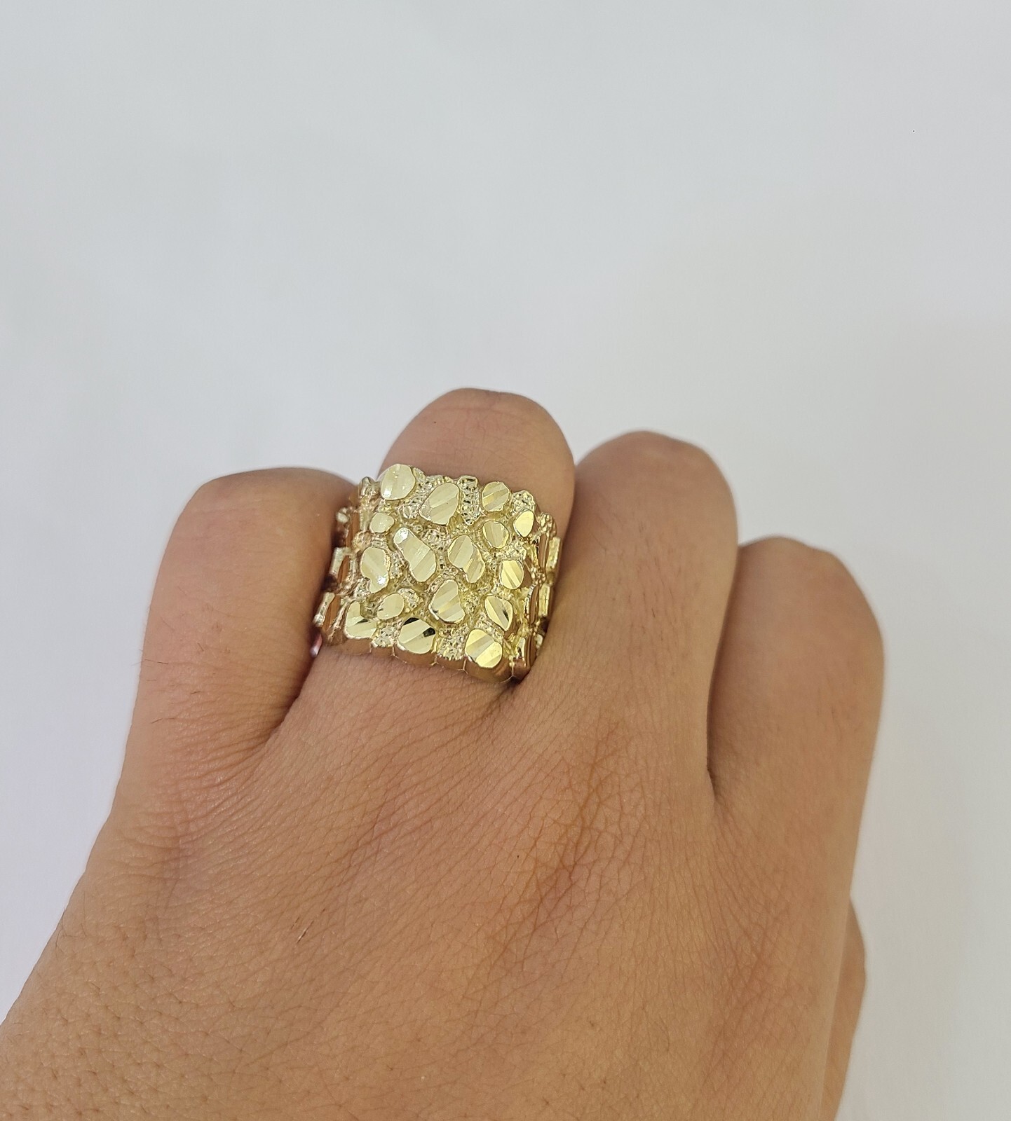 Real 10k Gold Nugget Ring Yellow Gold Men’s Casual / pinky Ring Genuine 10kt