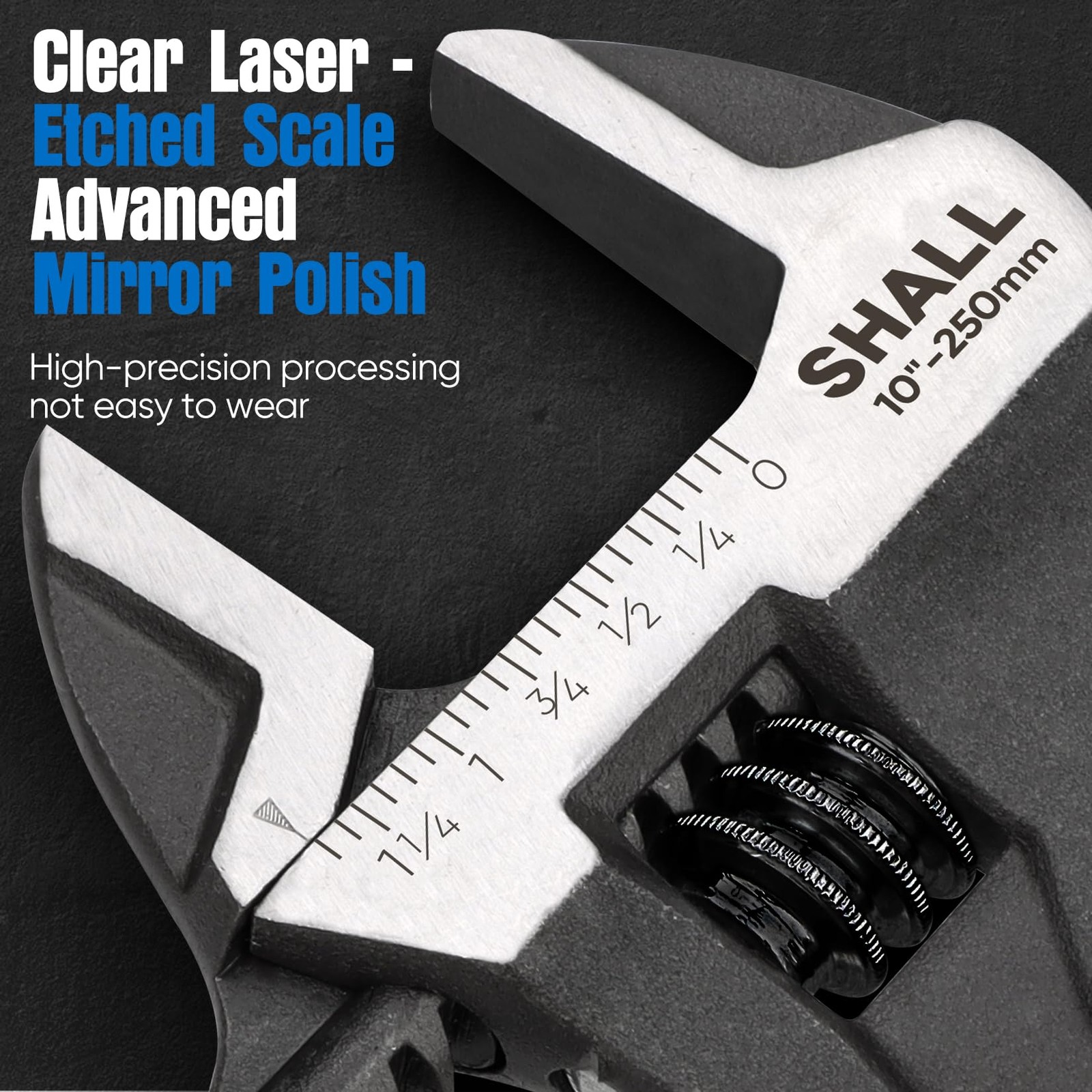 SHALL 3-Piece Adjustable Wrench Set, 10/8/6 Inch Cr-V Steel Wrench with Cushion