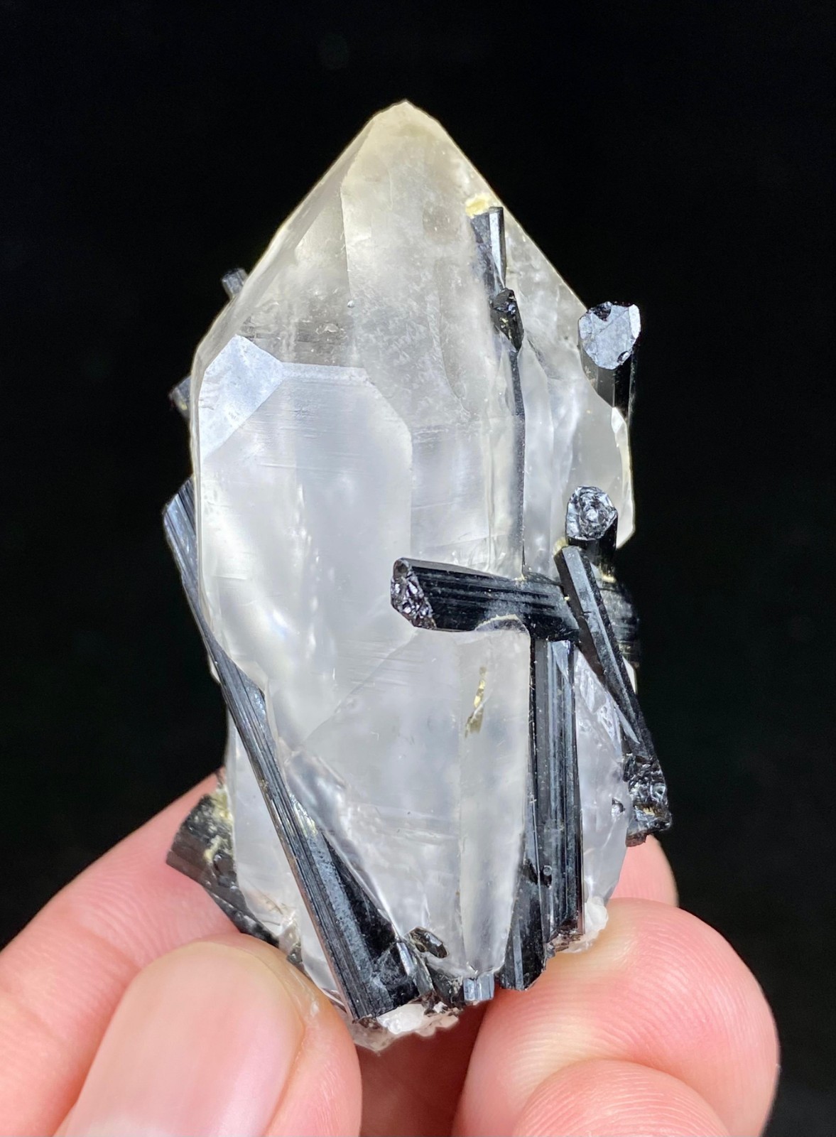Natural Quardz With Black Tourmaline Crystal Specimen