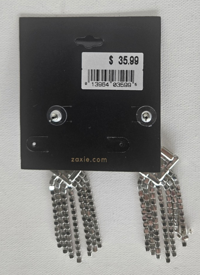 Zaxie Silver Tone Glass Rhinestones Stone Art Deco Dangle/Drop Earrings