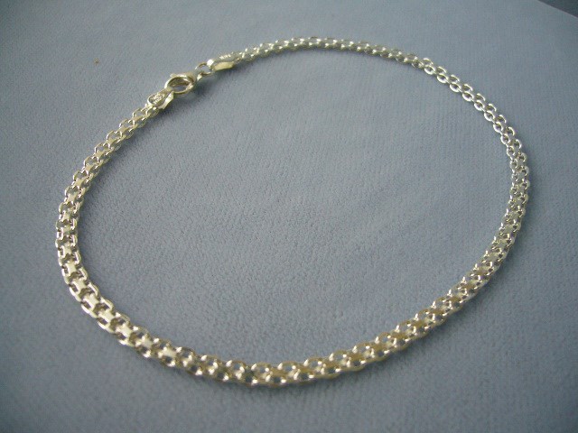 9″ ANKLE BRACELET ITALIAN STERLING SILVER BISMARK 3mm 050 ITALY 925