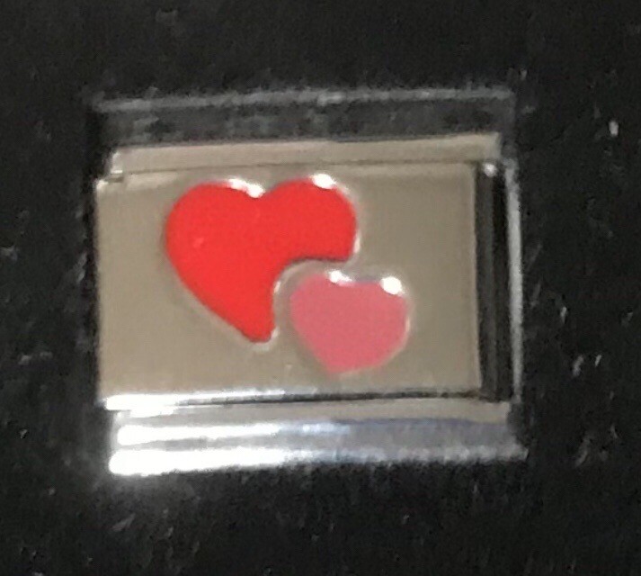 Double Hearts Wholesale Italian Charm Enamel Link 9MM K15