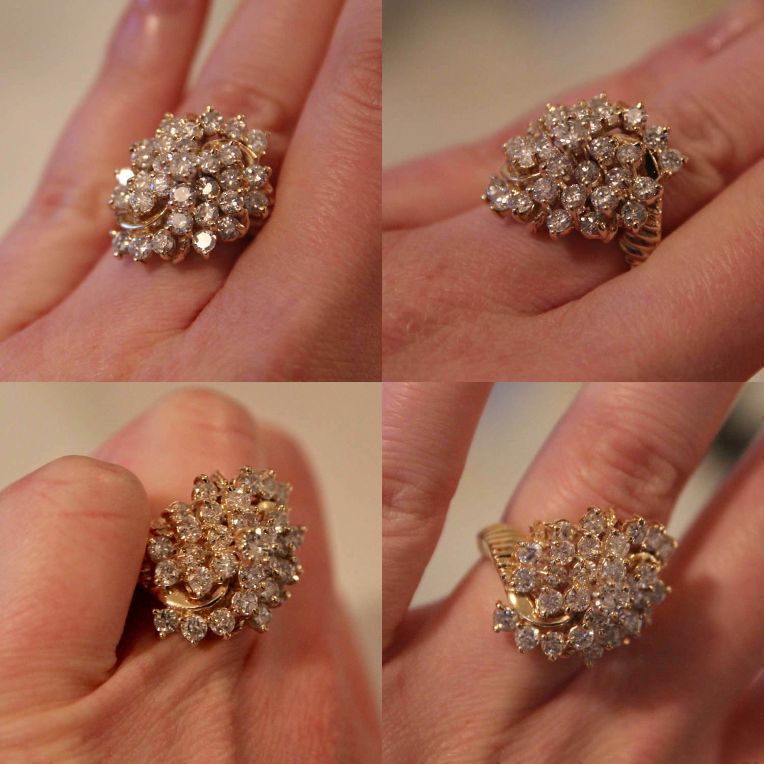 1.50Ct Lab Created Round Diamond Cluster Wedding Ring 14K Yellow Gold Over