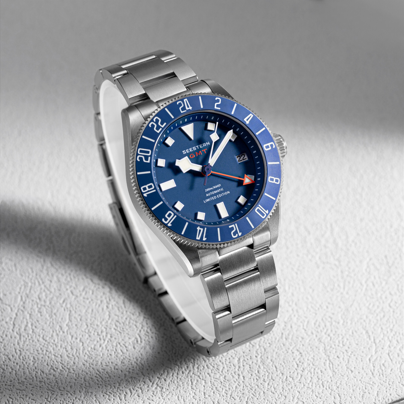 1PC SEESTERN S462.E Titaniumn GMT Professional Diver Limited Edition Mens Watch