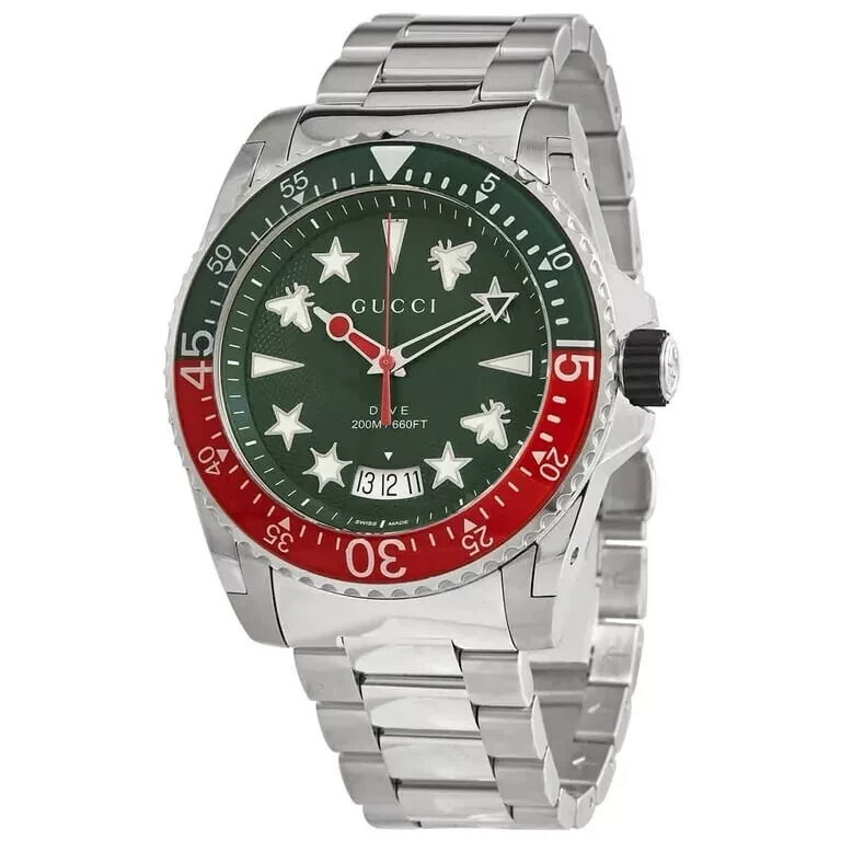 Gucci Dive Men’s Green Dial Stainless Steel Watch – YA136222 ($1700 MSARP)