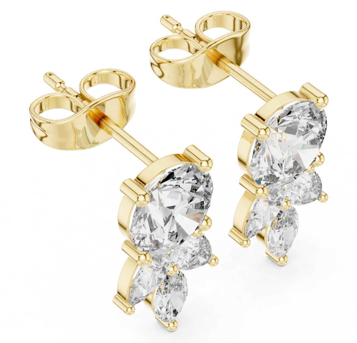 TCW 2.5 Ct Natural Diamond Round Elegance Precision Studs Earrings 14k Gold Over
