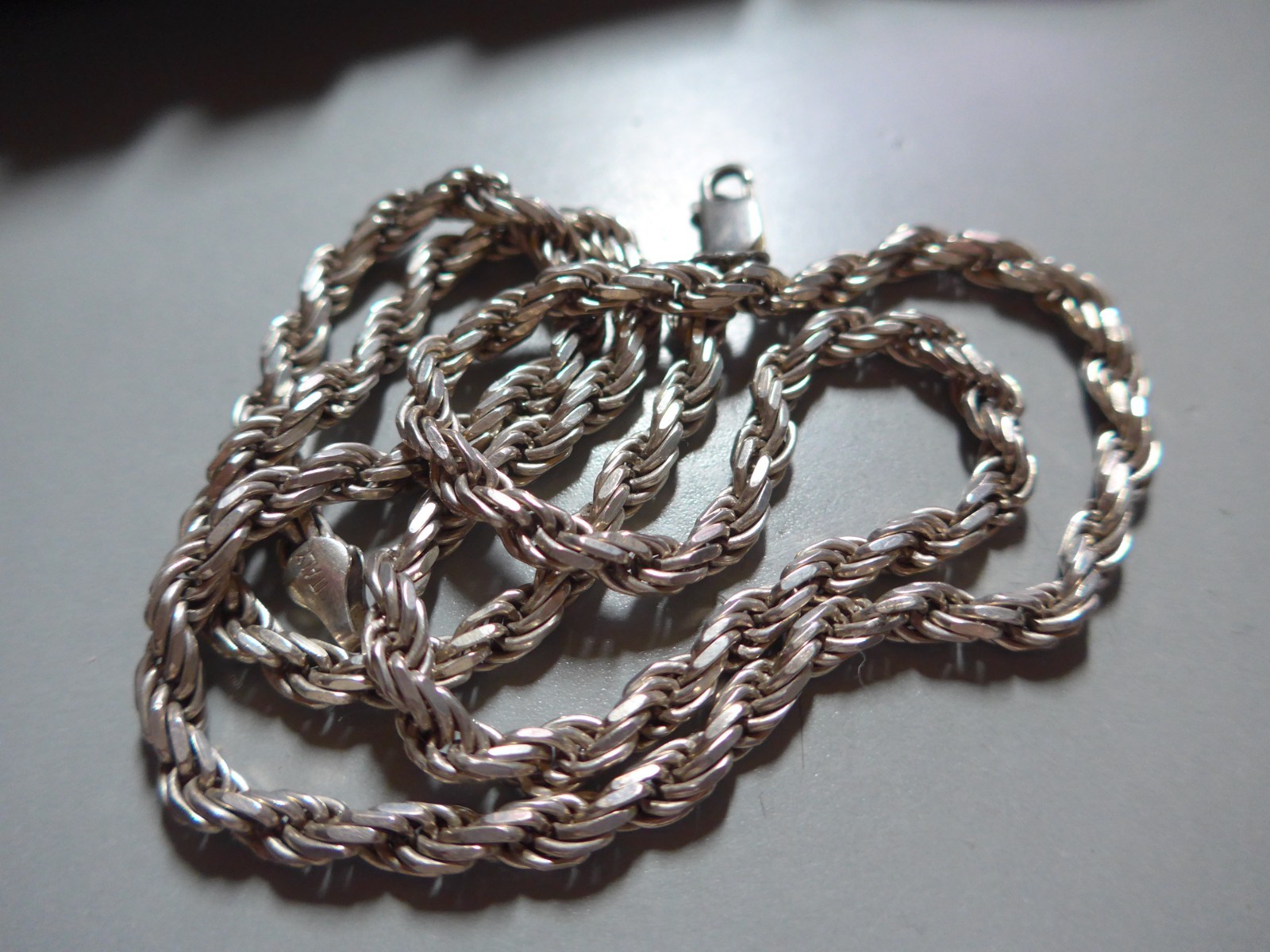 .925 Sterling Silver Twisted French Rope Necklace Chain 24.5″ 42g 4mm