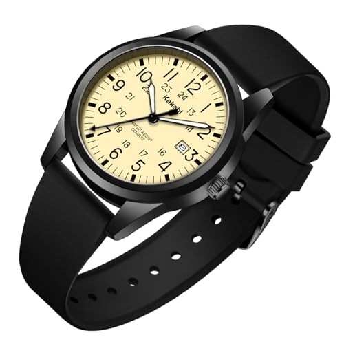Men’s Easy to Read Watch, Unisex Military Sport Analog Quartz Casual 03-Apricot
