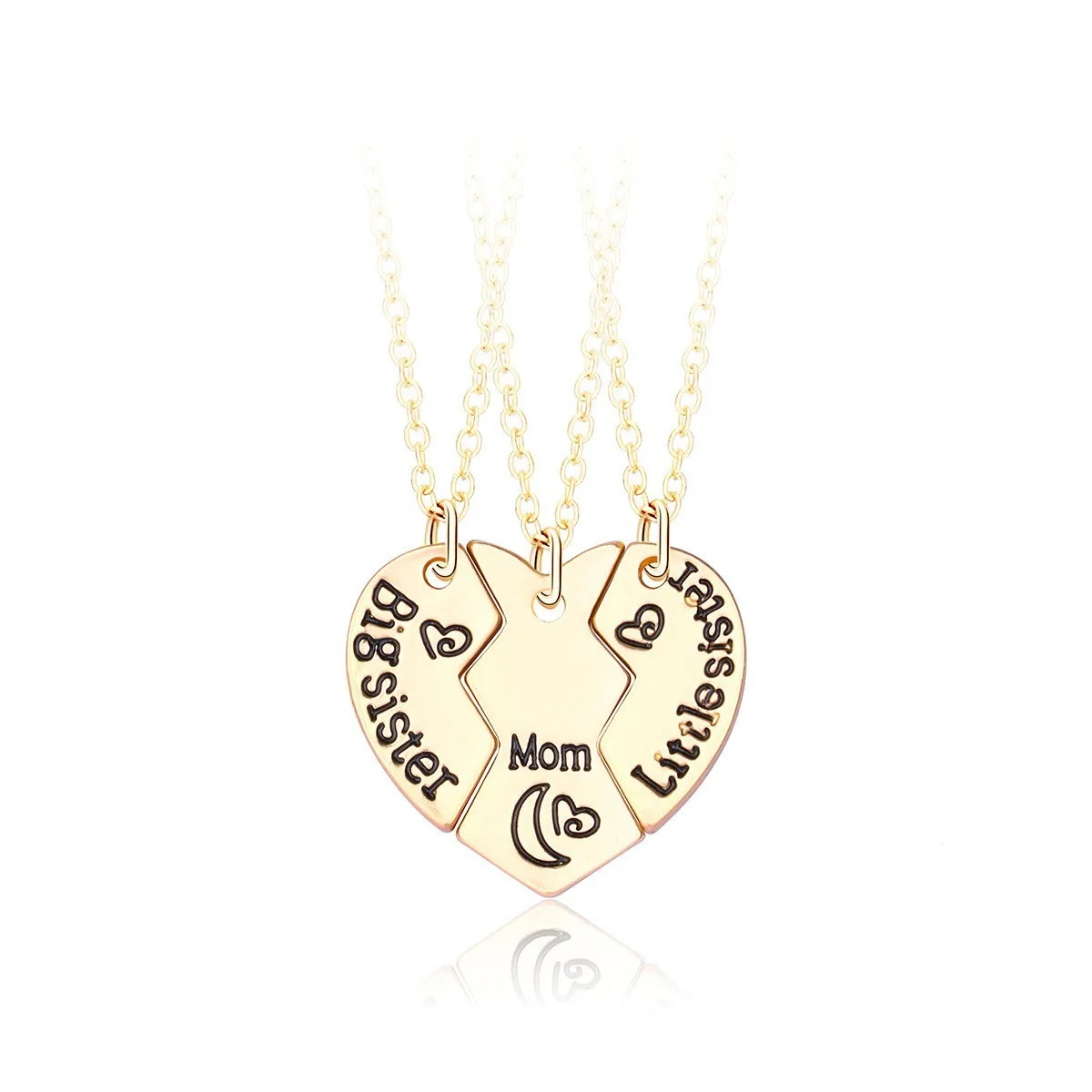 Sun Moon Star Necklace 3Pcs Friendship Pendant Jewelry for Best Friends Couple
