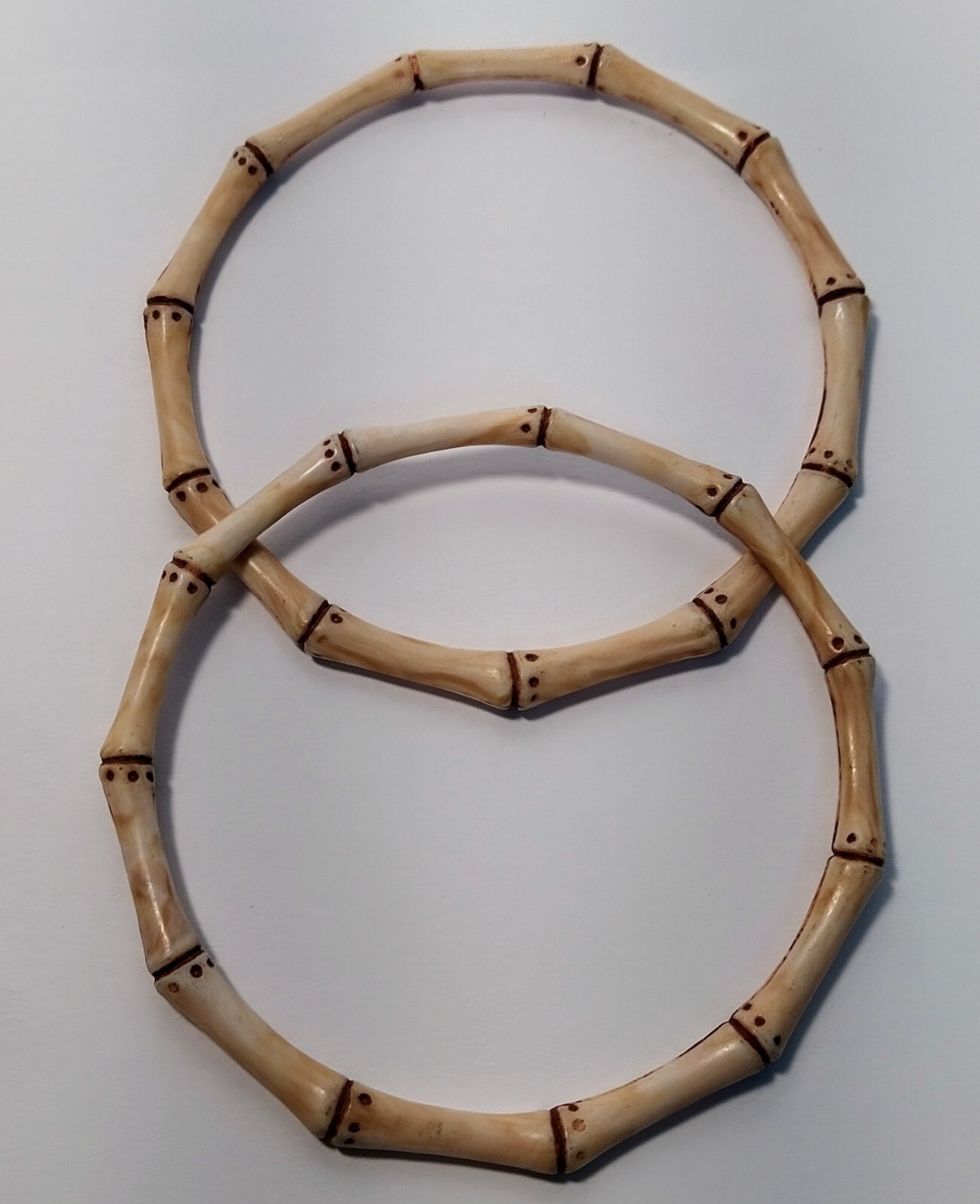 Cute Set Of Two Vintage Bangle Bracelets Faux Bamboo Stackable Fashion Jewelry