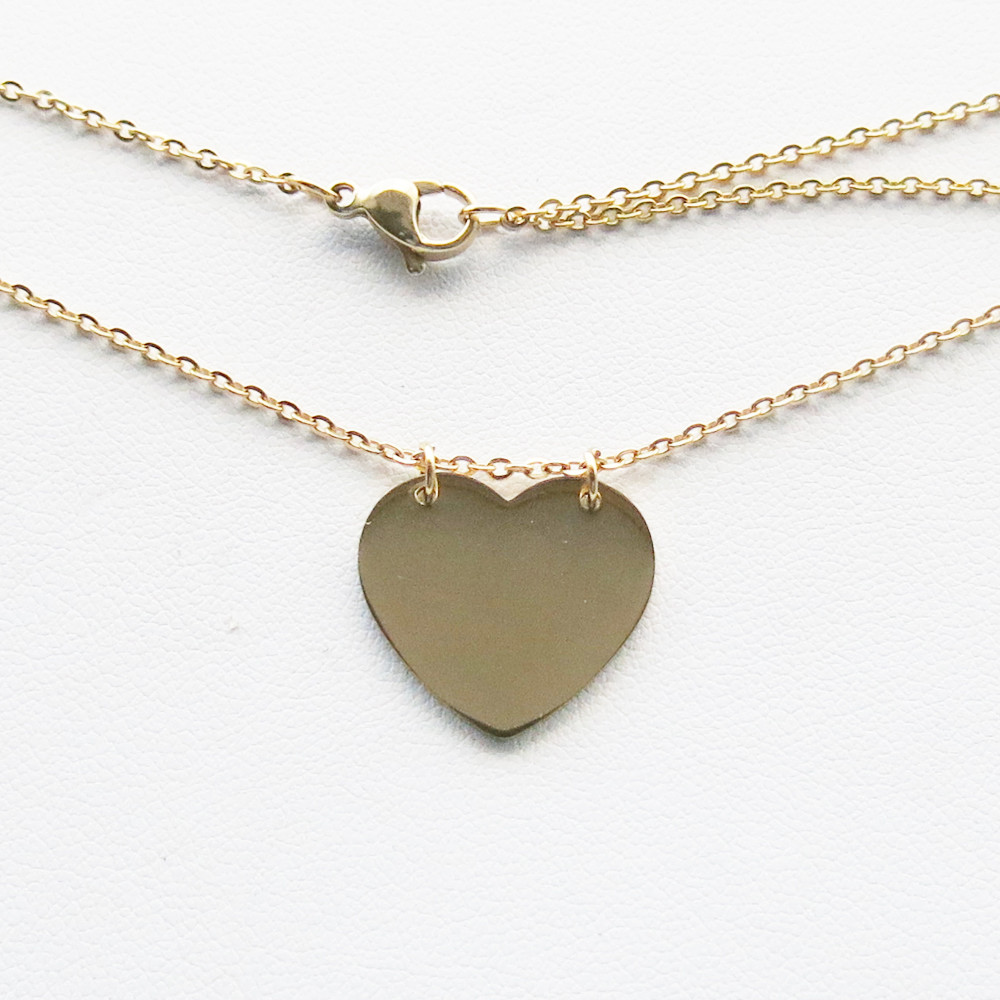 Personalized Name Heart Necklace Custom Engraved Gold Silver Stainless Steel