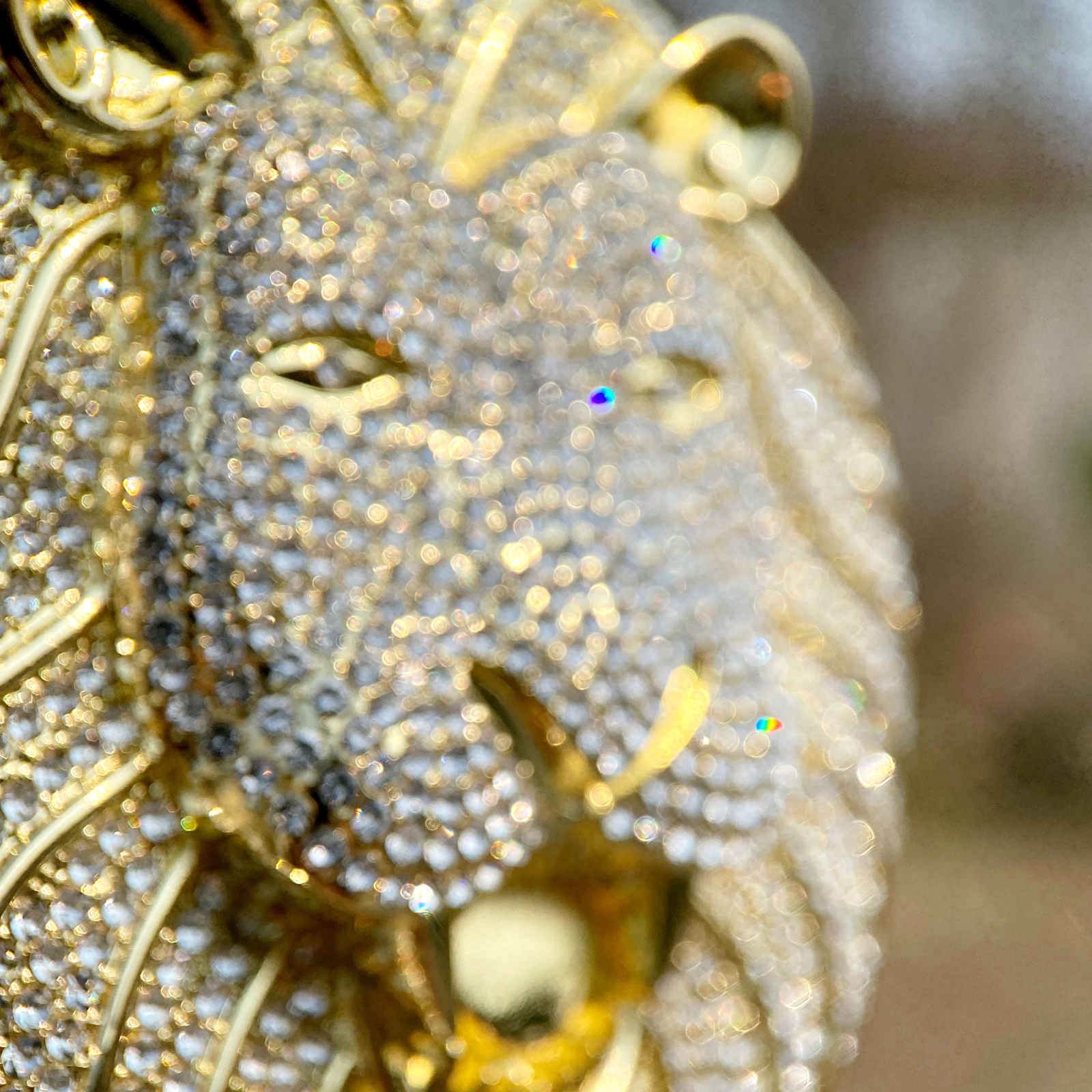 Huge Big Lion Head Jumbo Large Hip Hop Pendant 14K Gold Plated Iced Bling Out CZ