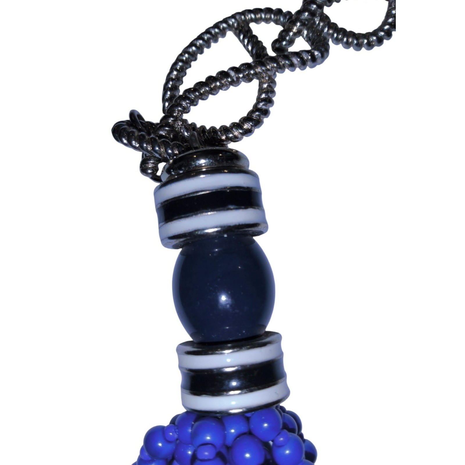 Blue Glass Multi Strand Statement Necklace Boho Bib Draped Adjustable Nautical