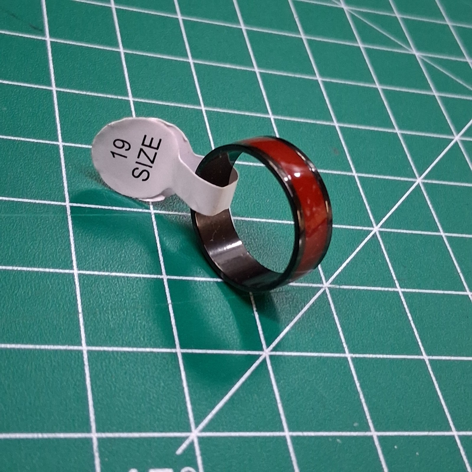 Black Stainless Steel Size 8.75 Maroon Accent Band Ring