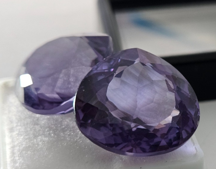 Colour Change 40+ Ct Alexandrite Pear Cut Natural Pair Loose Gemstone