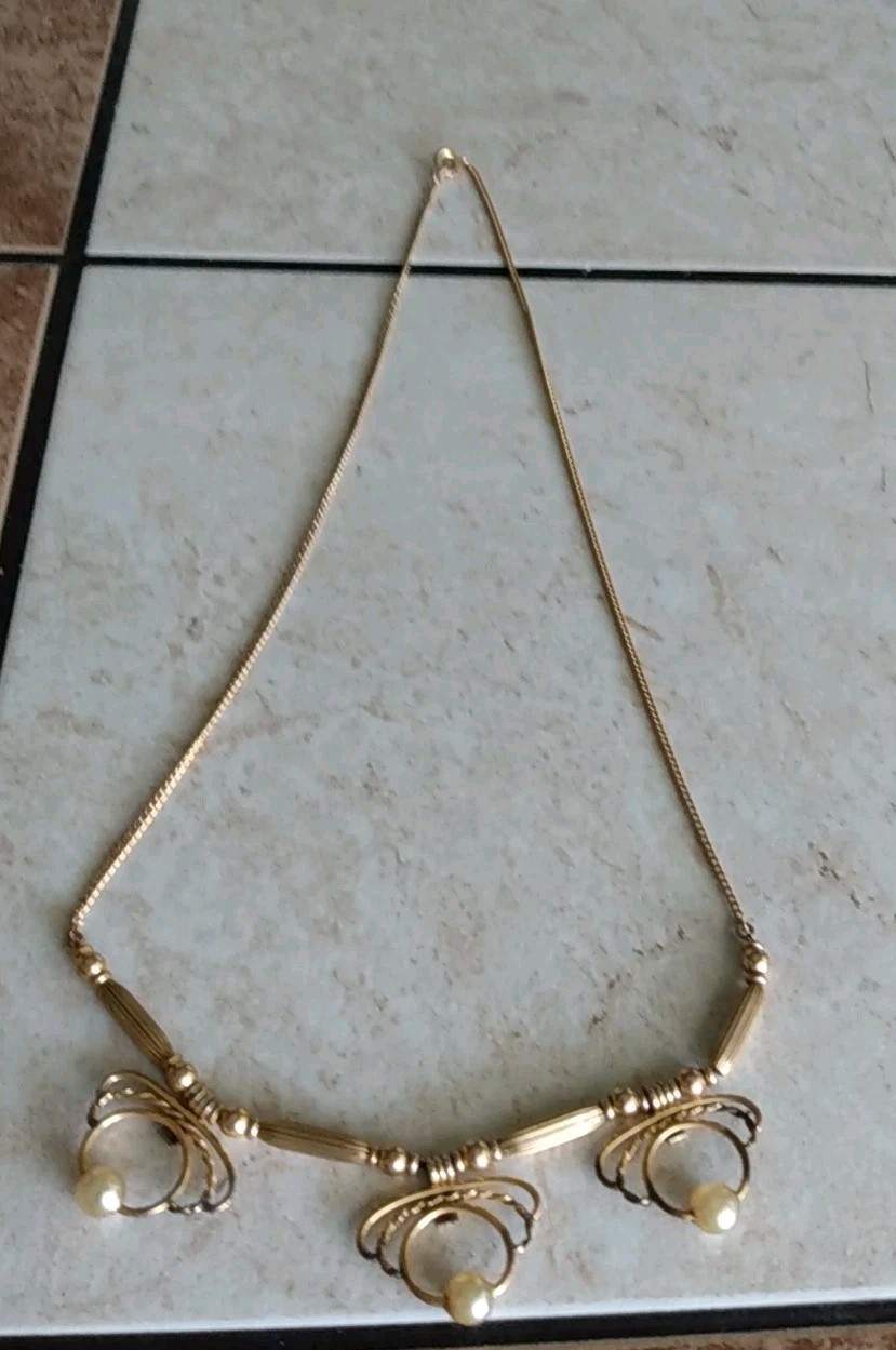Vintage GOLD FILLED & Faux Pearl BEADED 20” NECKLACE – 13.0g