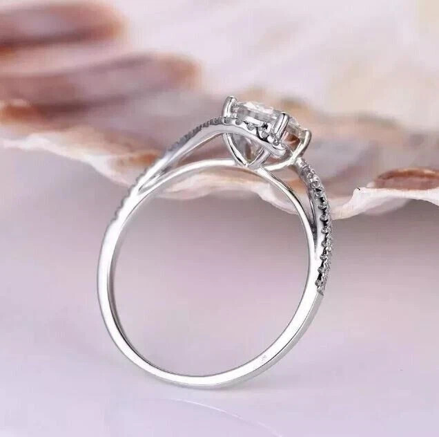 2Ct Round Lab-Created Diamond Solitaire Engagement Ring 14K White Gold Plated