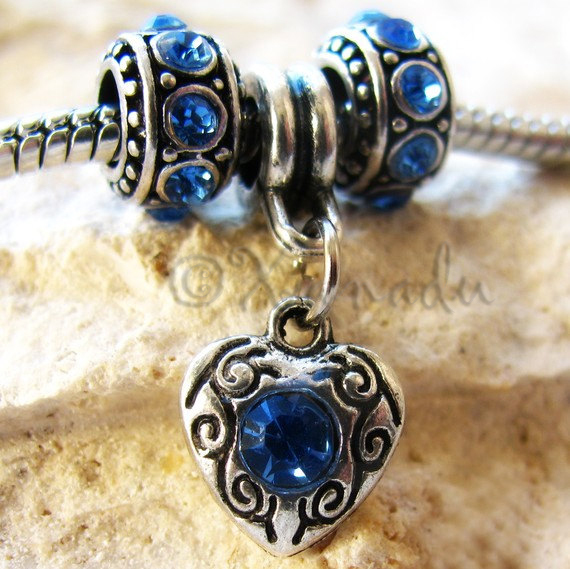 September Sapphire Blue Birthstone Large Hole Beads For European Charm Bracelets