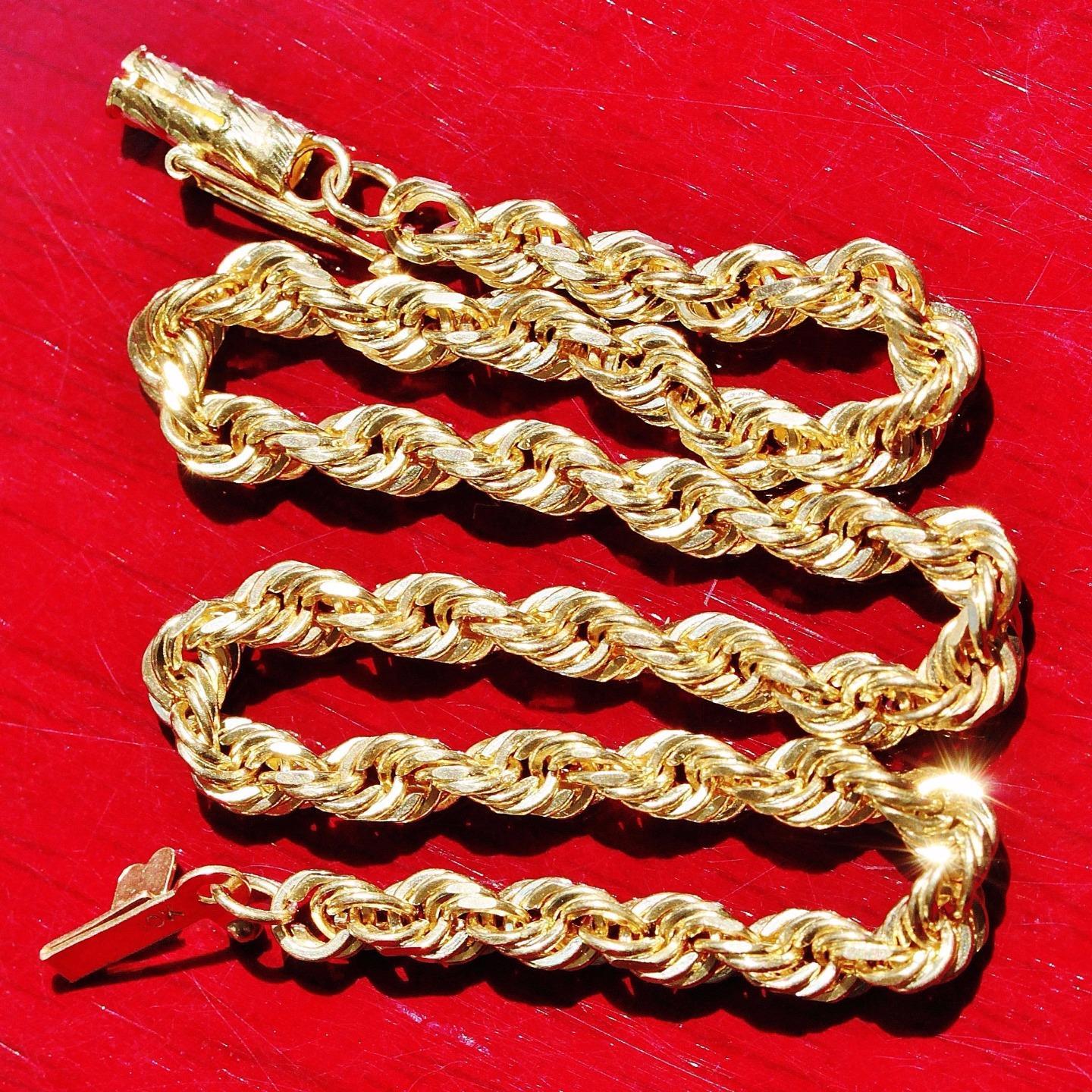 10k yellow gold bracelet 8.75″ solid diamond cut rope chain 7.8g Michael Anthony